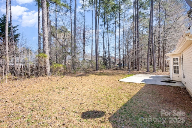 view of yard featuring a patio area and fence