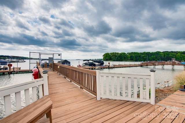 view of dock featuring a water view