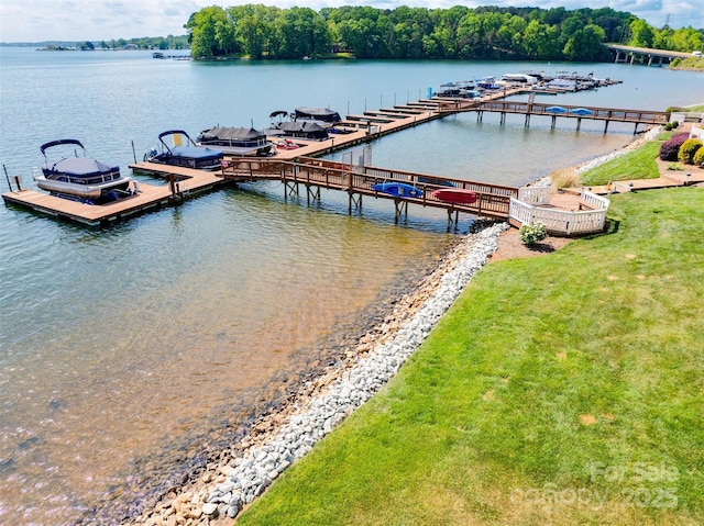 dock area featuring a water view