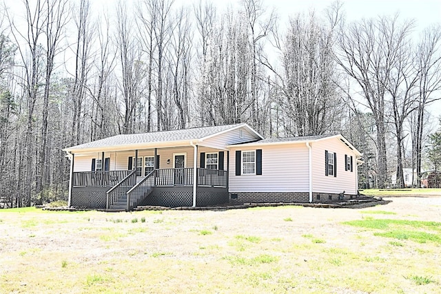 manufactured / mobile home with a porch and crawl space