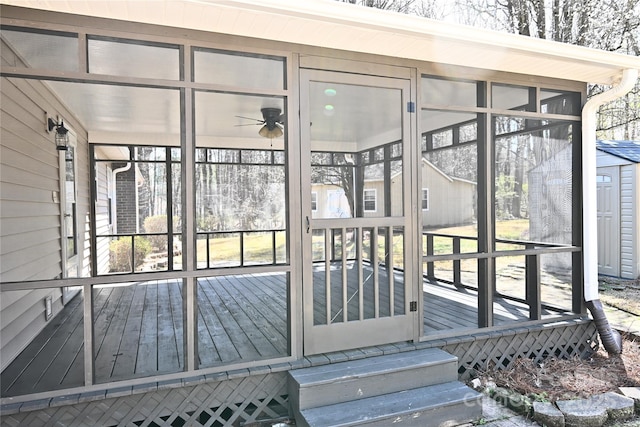 doorway to property with a deck