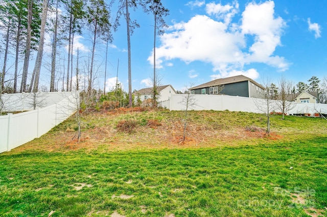 view of yard featuring a fenced backyard