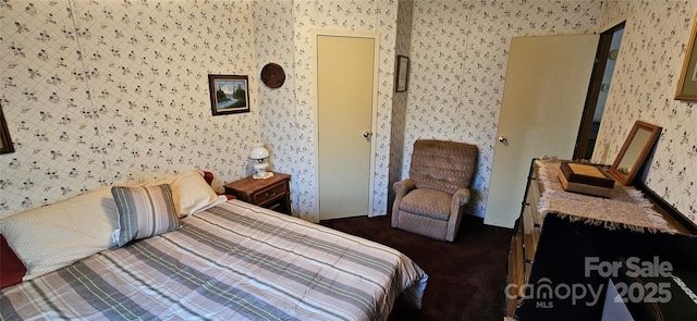 bedroom featuring wallpapered walls