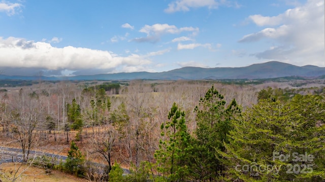 view of mountain feature with a view of trees