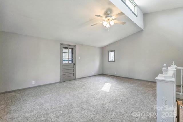 3607 Austin Rd, Monroe, NC 28112 - spare room featuring lofted ceiling, carpet, and a ceiling fan