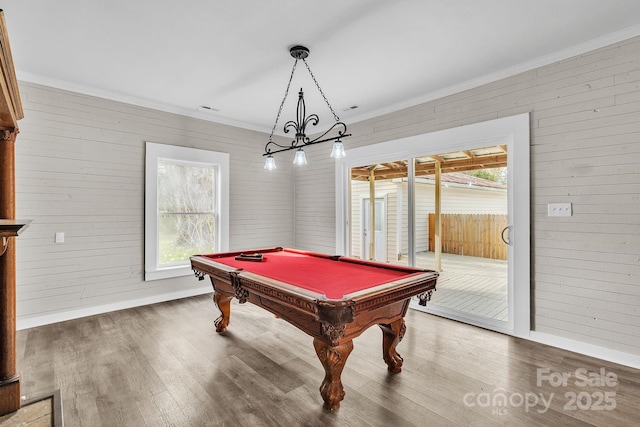 3607 Austin Rd, Monroe, NC 28112 - rec room with wood finished floors, billiards, and ornamental molding