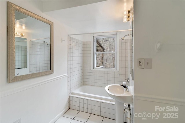 full bathroom with tile patterned floors