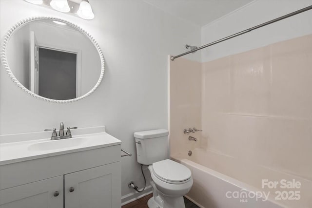 full bathroom with vanity, toilet, and shower / bath combination