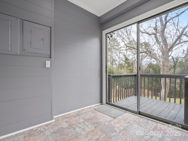 149 Crescent Dr, Chesterfield, SC 29709 - unfurnished sunroom featuring electric panel and a wealth of natural light