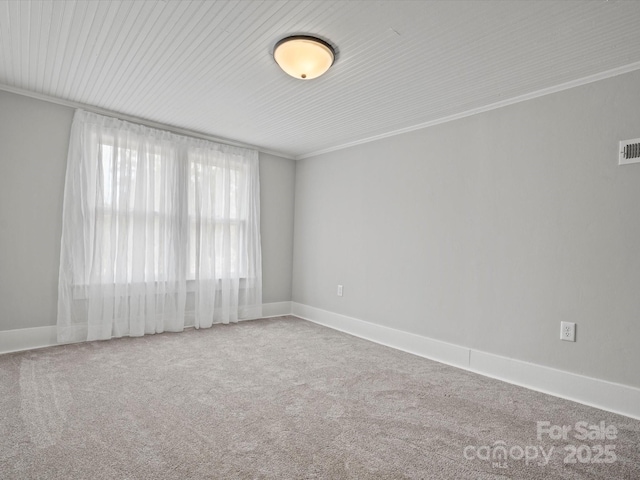 149 Crescent Dr, Chesterfield, SC 29709 - carpeted spare room featuring baseboards, ornamental molding, and visible vents