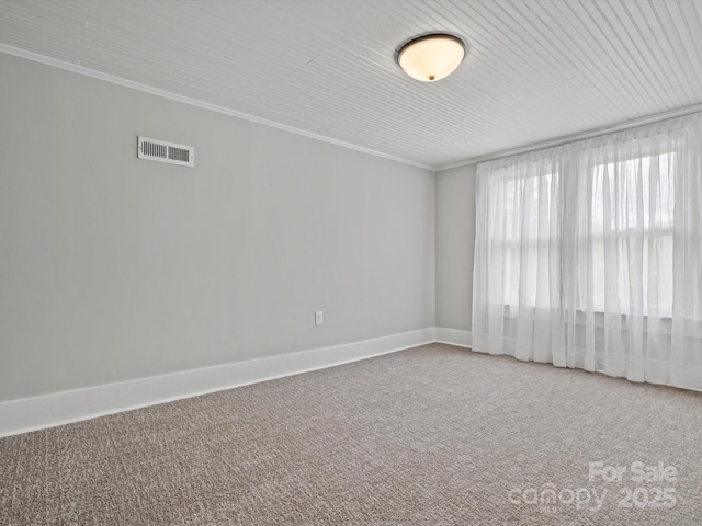 149 Crescent Dr, Chesterfield, SC 29709 - carpeted spare room with baseboards, ornamental molding, and visible vents