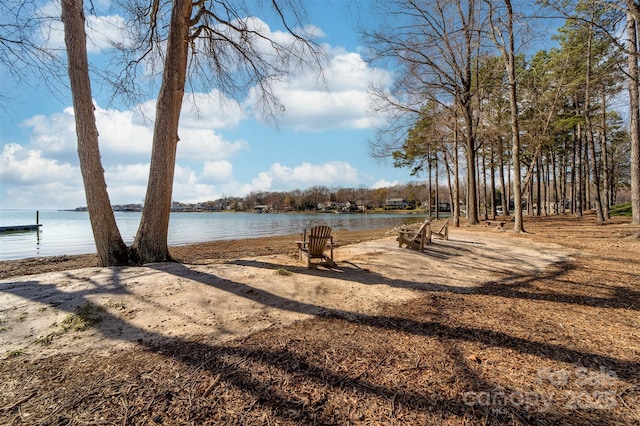 view of yard with a water view