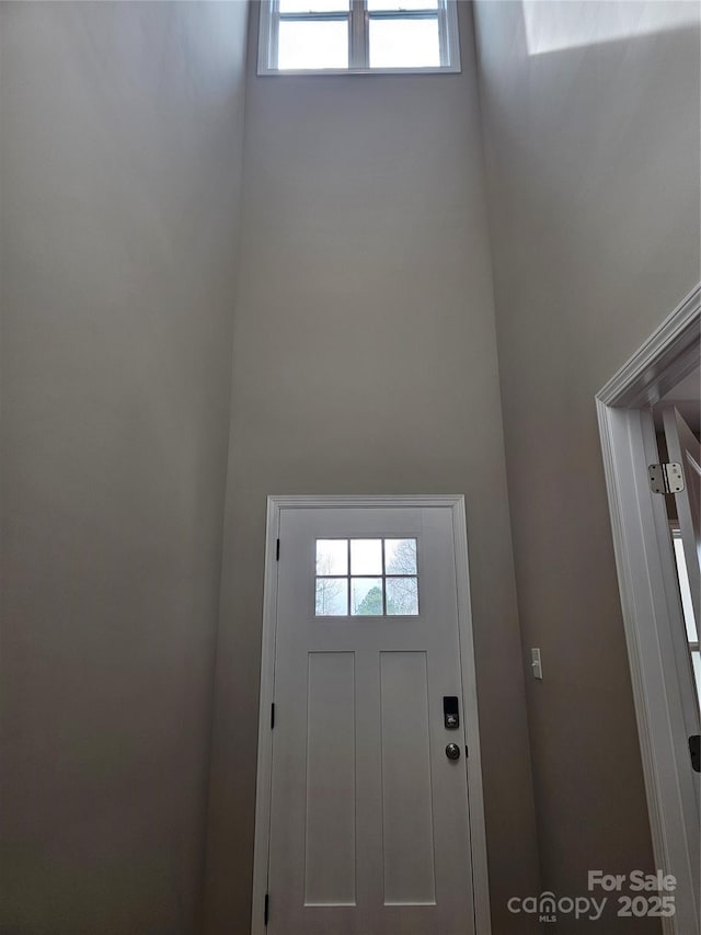 foyer entrance with a high ceiling