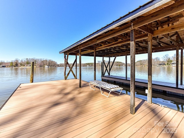 dock area featuring a water view