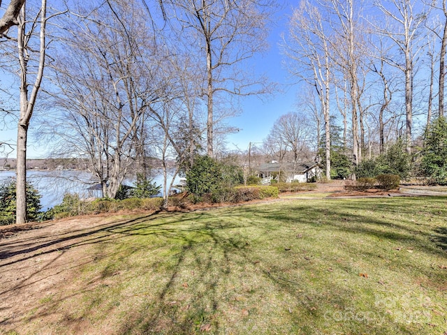 view of yard featuring a water view