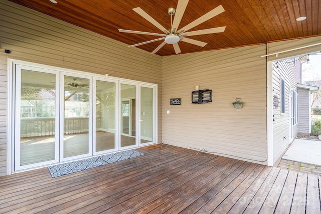 deck featuring a ceiling fan