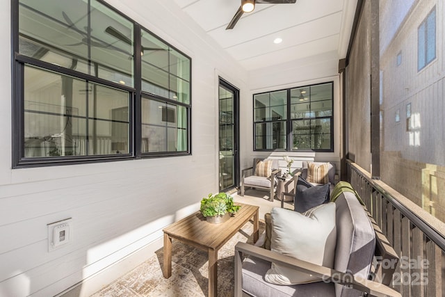 2021 S St, Charlotte, NC 28208 - sunroom featuring ceiling fan