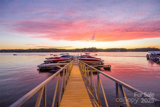 view of dock featuring a water view