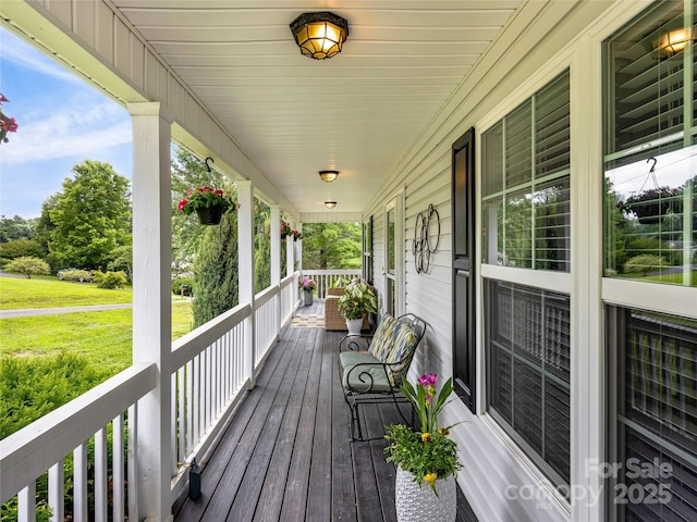 wooden deck with covered porch