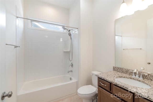 full bathroom with vanity, toilet, and bathtub / shower combination