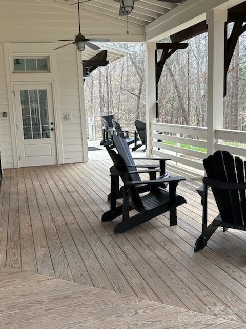 19011 Dry Narrows Way, Charlotte, NC 28278 - wooden deck with a ceiling fan