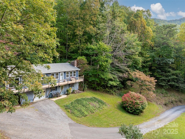 drone / aerial view with a forest view