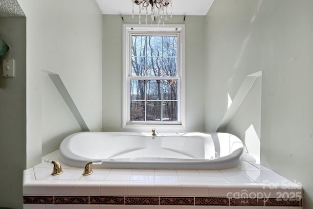 bathroom with a garden tub