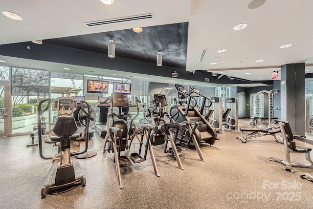 workout area with visible vents