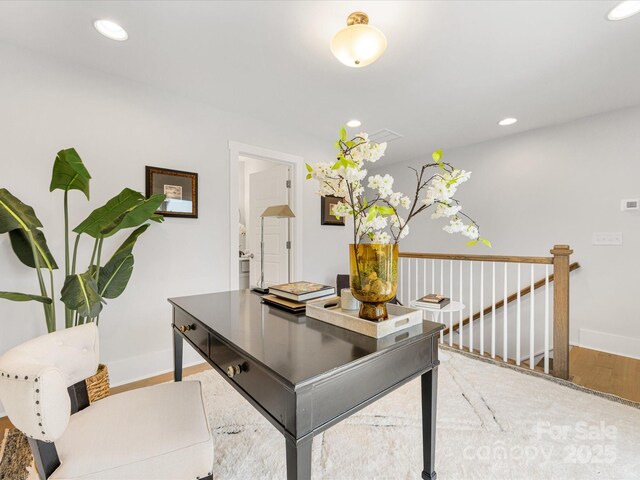 1409 Kenilworth Ave, Charlotte, NC 28203 - home office featuring wood finished floors and recessed lighting