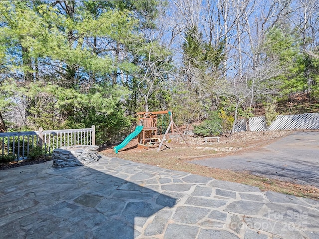 exterior space with a playground