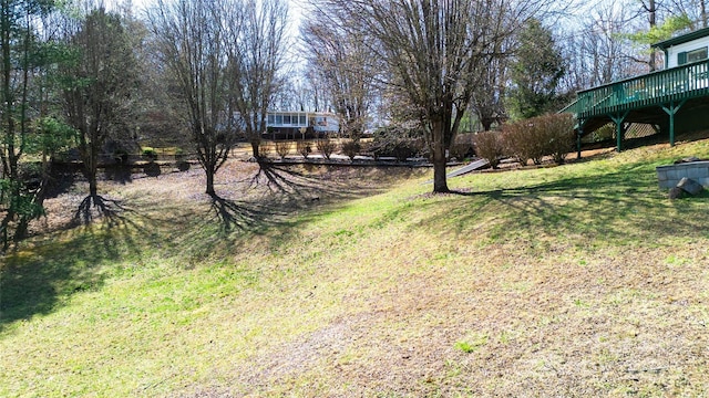 view of yard featuring a deck