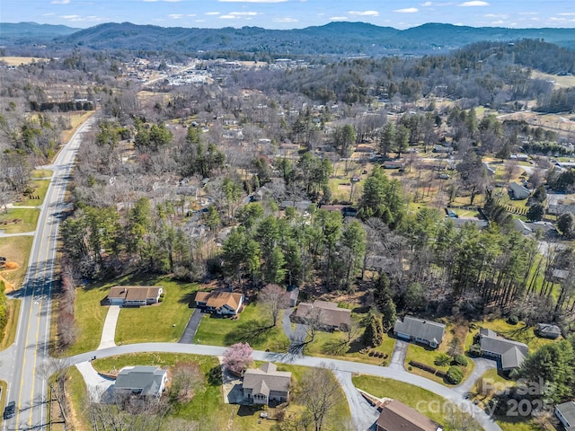 bird's eye view with a mountain view