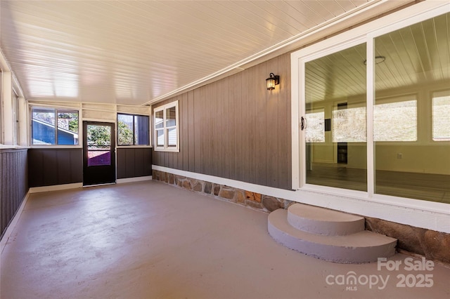 view of unfurnished sunroom