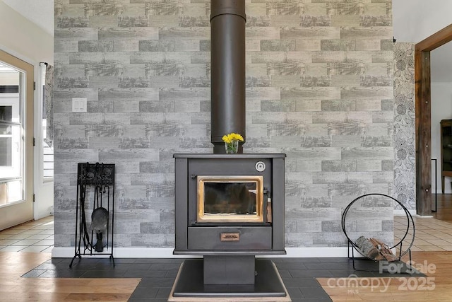 details with a wood stove