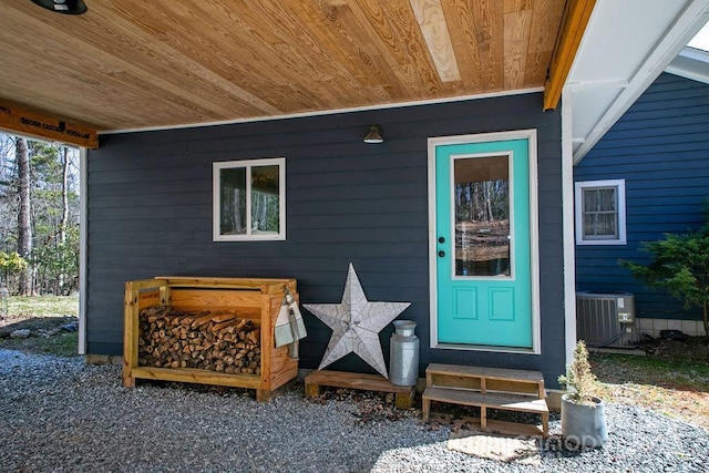 property entrance featuring central air condition unit