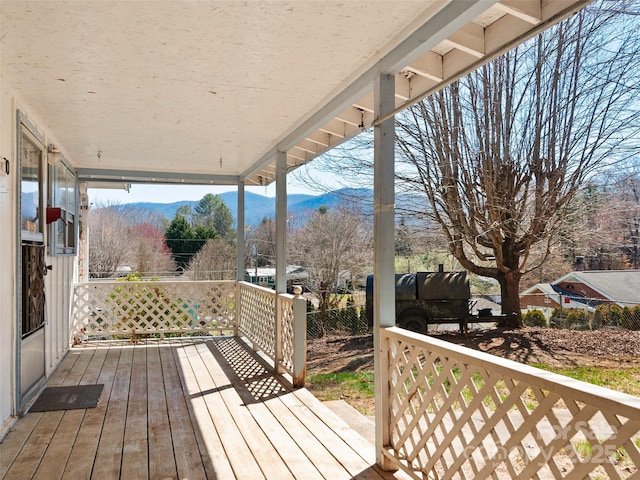 deck with a mountain view