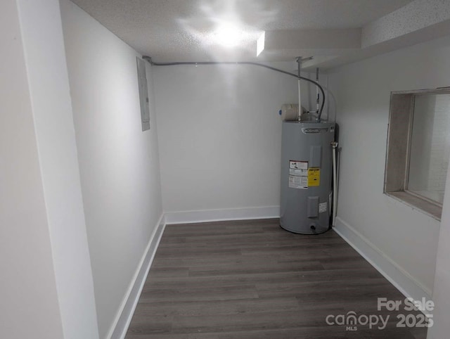 utility room featuring electric panel and water heater