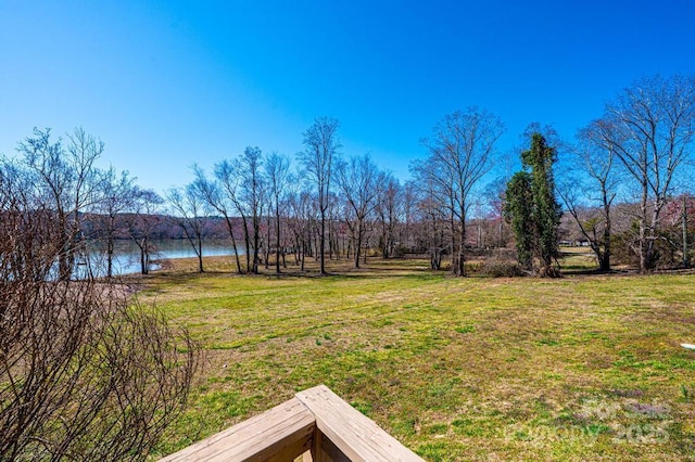 view of yard featuring a water view