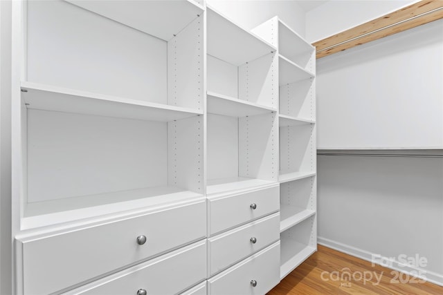 spacious closet with wood finished floors