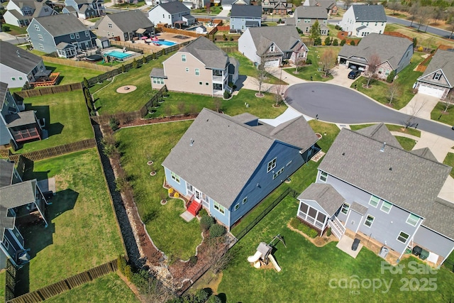 aerial view with a residential view