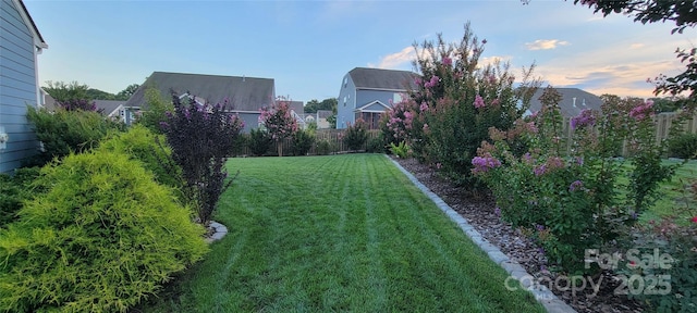 view of yard at dusk