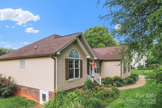 1278 Gracebrook Dr, Salisbury, NC 28147 - view of home's exterior featuring crawl space, a shingled roof, and a yard