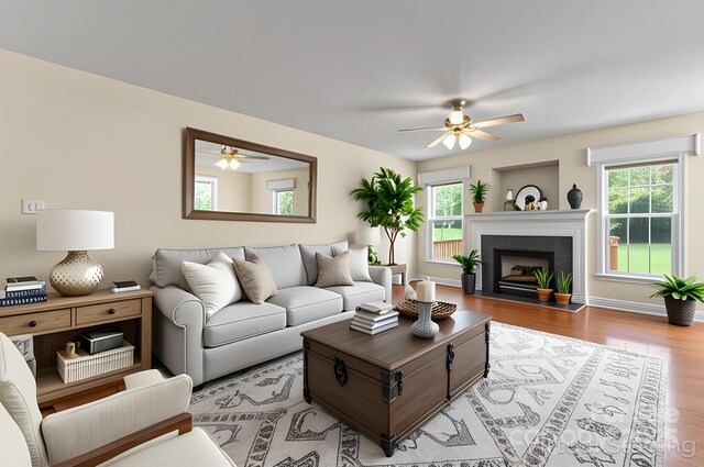 1278 Gracebrook Dr, Salisbury, NC 28147 - living area featuring ceiling fan, light wood-style flooring, and healthy amount of natural light