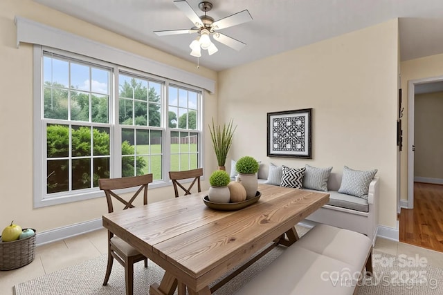 1278 Gracebrook Dr, Salisbury, NC 28147 - dining area with ceiling fan and light tile patterned floors