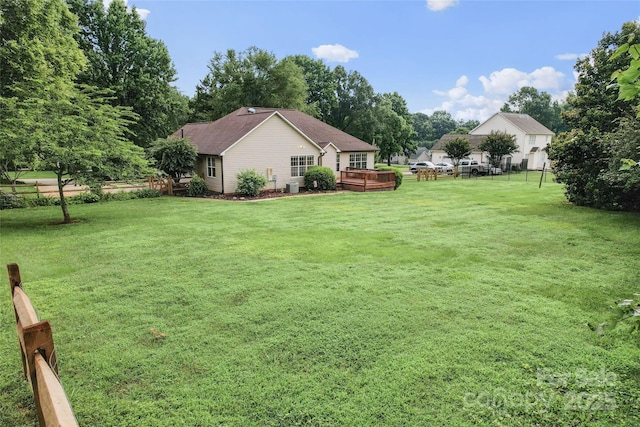 1278 Gracebrook Dr, Salisbury, NC 28147 - view of yard with a wooden deck and view of wooded area