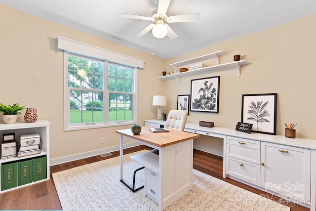 1278 Gracebrook Dr, Salisbury, NC 28147 - office space with a ceiling fan and dark wood finished floors