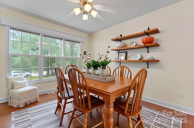1278 Gracebrook Dr, Salisbury, NC 28147 - dining space with a ceiling fan and wood finished floors