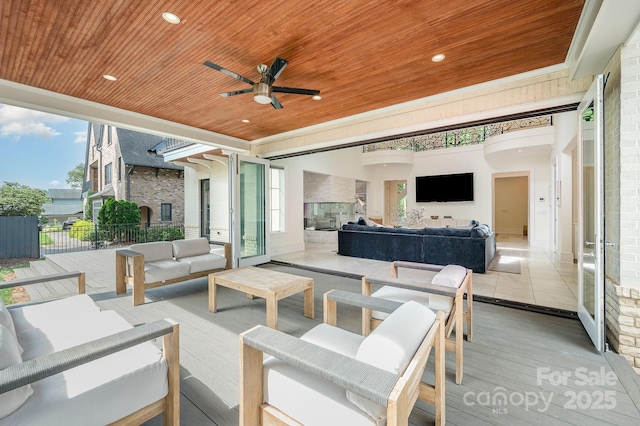 1665 Sterling Rd, Charlotte, NC 28209 - view of patio with outdoor lounge area and ceiling fan