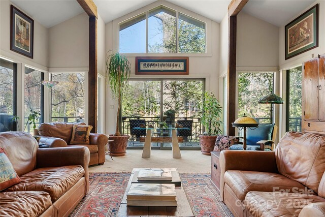 32 Fairway Rdg, Lake Wylie, SC 29710 - living room with carpet flooring and high vaulted ceiling