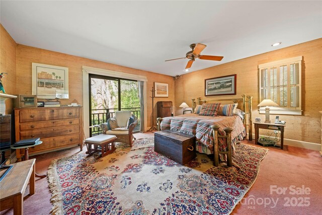 32 Fairway Rdg, Lake Wylie, SC 29710 - carpeted bedroom featuring ceiling fan, baseboards, and access to outside